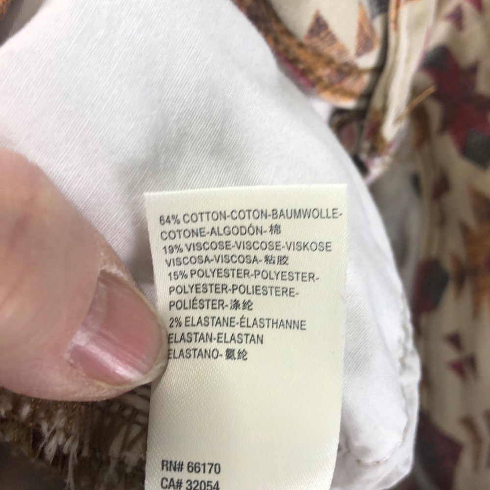 Free People Cream & Rust Patterned High-Rise Jeggings - Picture 11 of 14